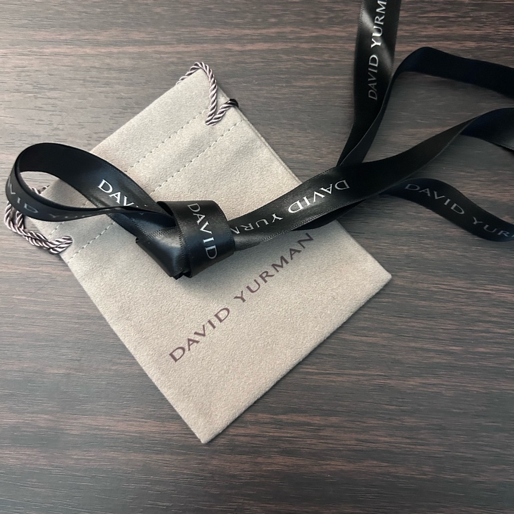 David Yurman Drawstring Jewelry Pouch and Black 52 Inch Ribbon